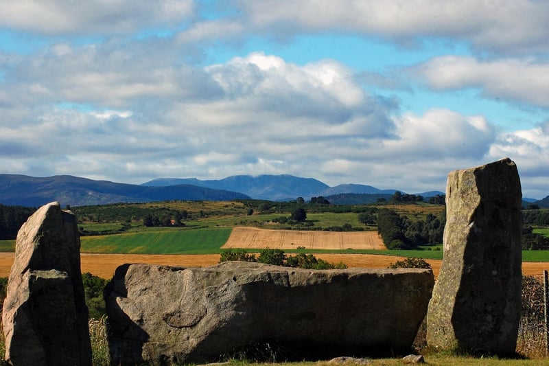 Tomnaverie is a recumbent stone circle and an example of the kind you can only find in north-east Scotland. It stands on a hilltop approximately one mile away from Tarland village in Aberdeenshire. Experts claim the stone circle surrounds a burial cairn that was dated to 4,500 years ago.