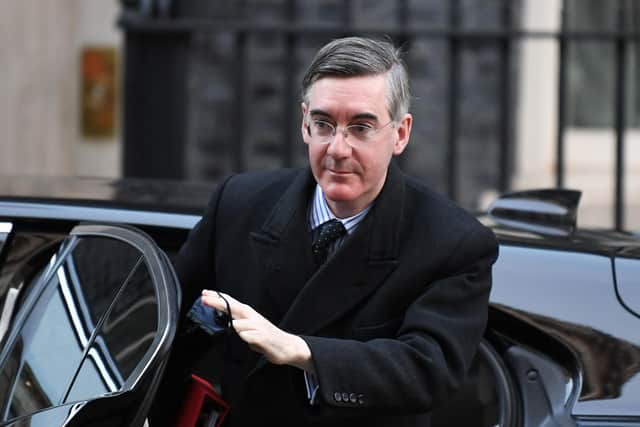 Britain's Leader of the House of Commons Jacob Rees-Mogg arrives in Downing Street in London. Picture: Daniel Leal-Olivas/AFP via Getty Images