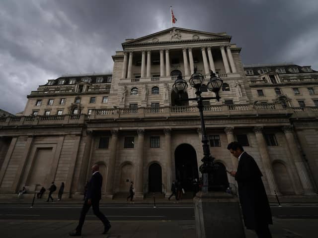 The Bank of England in the city of London. The latest data means the economy is on track to contract overall in the third quarter