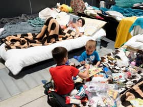 Refugees from Ukraine have been taking shelter at this humanitarian aid centre set up at the Global Expo exhibition hall in Warsaw, Poland.  The makeshift refugee centre was meant to be a temporary solution, but many people have been there for longer than expected.