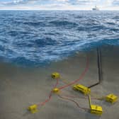 An artist's impression of the wave machine prototype, designed by Edinburgh technology start-up Mocean Energy