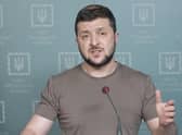 In this image from video provided by the Ukrainian Presidential Press Office, Ukrainian President Volodymyr Zelenskyy speaks from Kyiv, Ukraine, Tuesday night, March 29, 2022. (Ukrainian Presidential Press Office via AP)