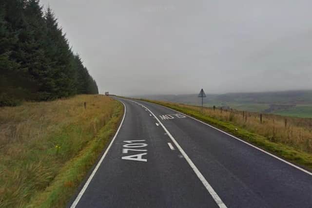 The A701 near Moffat where the motorcyclist died after coming off his bike