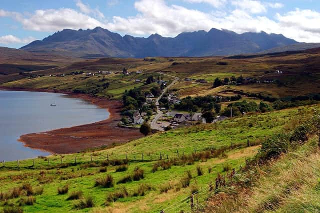 Cuillin Hills from above Carbost, Isle of Skye, is one of the more popular tourist spots