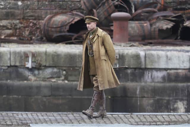 Actor Mark Strong on the set of 1917 during filming at the docks in 2019. Picture: Andrew Milligan/PA Wire