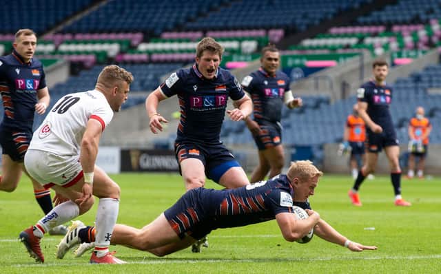Edinburgh's Cameron Hutchison made a try-scoring debut off the bench in the narrow defeat by Ulster. Picture: Bruce White/SNS