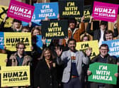 Humza Yousaf on the campaign trail with supporters in Glasgow (Picture: Jeff J Mitchell/Getty Images)