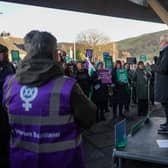 Former Scottish Labour leader Johann Lamont addresses protesters against the Gender Recognition Reform Bill outside the Scottish Parliament (Picture: Peter Summers/Getty Images)