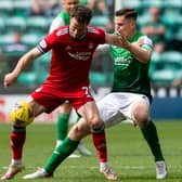 Paul Hanlon made his 500th appearance for Hibs in the 1-1 draw with Aberdeen at Easter Road. Photo by Mark Scates / SNS Group