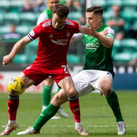 Paul Hanlon made his 500th appearance for Hibs in the 1-1 draw with Aberdeen at Easter Road. Photo by Mark Scates / SNS Group