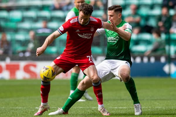 Paul Hanlon made his 500th appearance for Hibs in the 1-1 draw with Aberdeen at Easter Road. Photo by Mark Scates / SNS Group