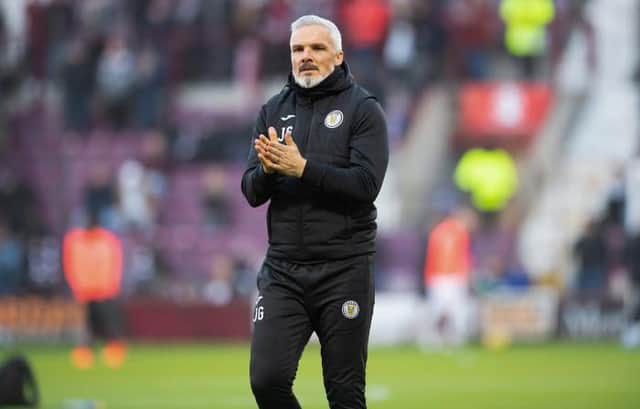 St Mirren manager Jim Goodwin before Saturday's cinch Premiership match between Heart of Midlothian and St Mirren at Tyncastle. (Photo by Ross Parker / SNS Group)