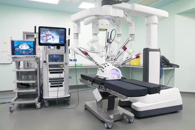 The surgical robot at Glasgow Royal Infirmary where Health Secretary Humza Yousaf announced the Scottish Government will buy 10 new surgical robots at a total cost of GBP20 million. Picture date: Wednesday June 16, 2021.