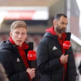 Aberdeen players Ross McCrorie and Joe Lewis on RedTV duty. Pic: Newsline Media.