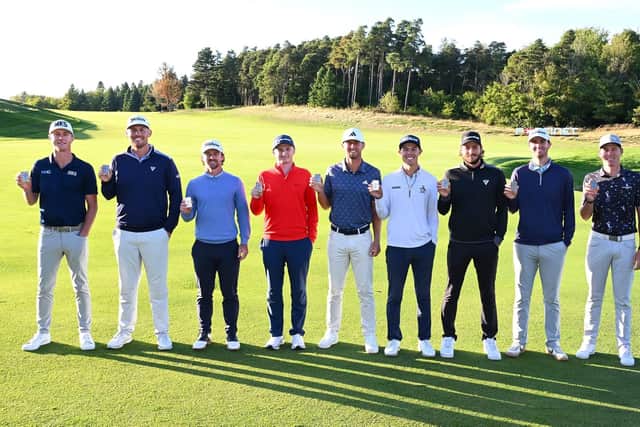 Nairn's Sandy Scott, fourth from the left, celebrates with his fellow 2025 Korn Ferry Tour card winners after the end of the PGA Tour Americas. Picture: PGA Tour Americas
