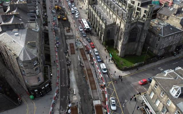 Work to remove York Place tram stop and extend the line east to Newhaven. Picture: Edinburgh Trams