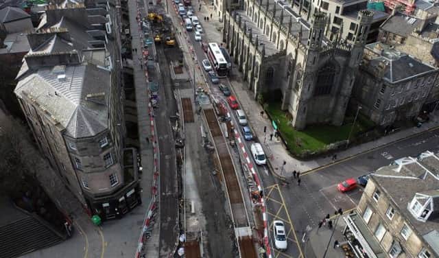 Work to remove York Place tram stop and extend the line east to Newhaven. Picture: Edinburgh Trams