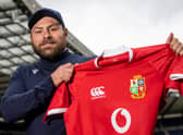 Edinburgh and Scotland prop Rory Sutherland shows off the Lions jersey after his call-up to the squad. Picture: Craig Williamson/SNS