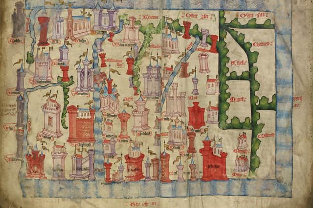 The 15th-century Hardyng map of Scotland puts west, not north, at the top