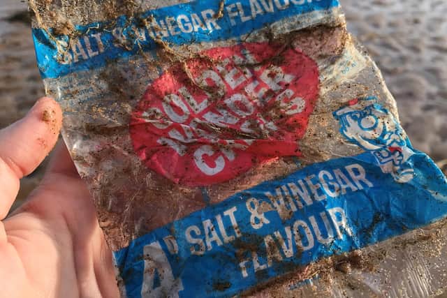 A marine biologist was left stunned after discovering a packet of Golden Wonder crisps washed up on a beach - dating back to 1971.