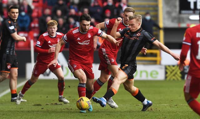 Aberdeen and Dundee United drew 1-1 at Pittodrie.  (Photo by Craig Foy / SNS Group)