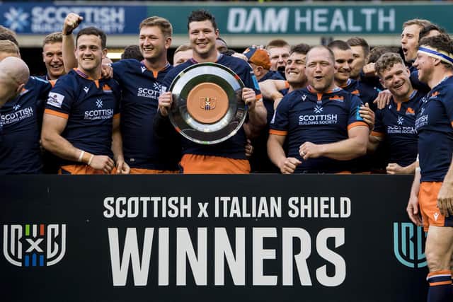 Edinburgh's win over Glasgow meant they clinched the Scottish-Italian Shield and the 1872 Cup.  (Photo by Ross Parker / SNS Group)