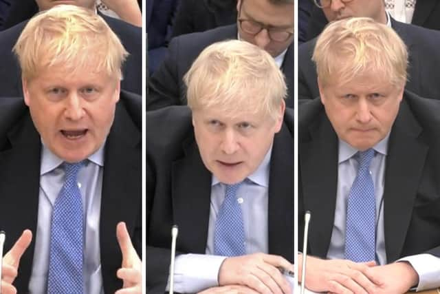 Boris Johnson being grilled by the committee