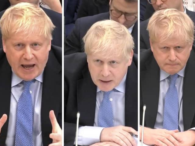 Boris Johnson being grilled by the committee