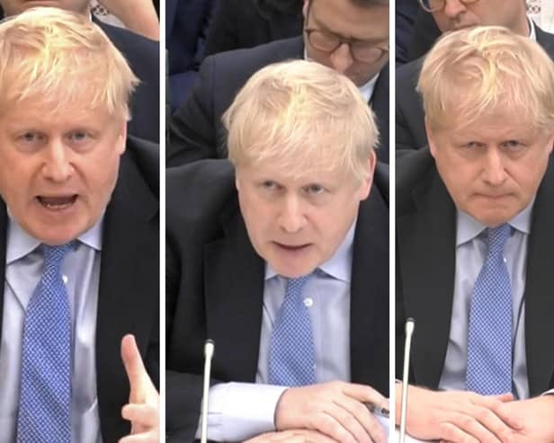 Boris Johnson being grilled by the committee