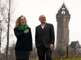 Party leaders Patrick Harvie and Lorna Slater during a photocall beside the Wallace Monument at the Stirling Court Hotel ahead of the Scottish Green Party conference.