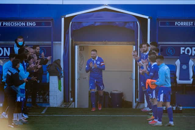 Teammates and staff from Queen of the South give Stephen Dobbie a guard of honour before his last appearance for the club v Dundee (Photo by Craig Foy / SNS Group)