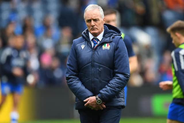 Italy's coach Kieran Crowley is not being kept on after the Rugby World Cup.  (Photo by ANDY BUCHANAN/AFP via Getty Images)