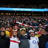 England rugby fans at Twickenham.