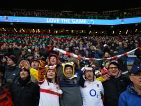 England rugby fans at Twickenham.