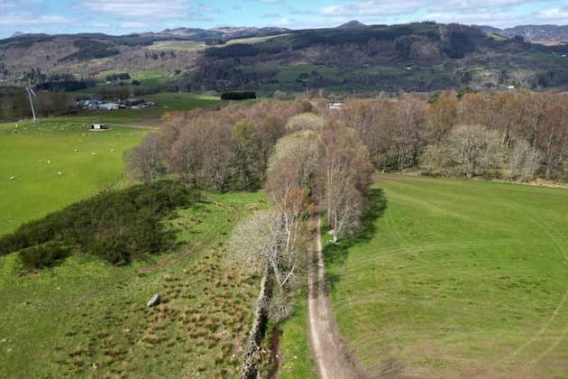 A general view of the area where the body of Brian Low was discovered as police make door-to-door enquiries in Aberfeldy, Perth and Kinross. Picture: Andrew Milligan/PA Wire