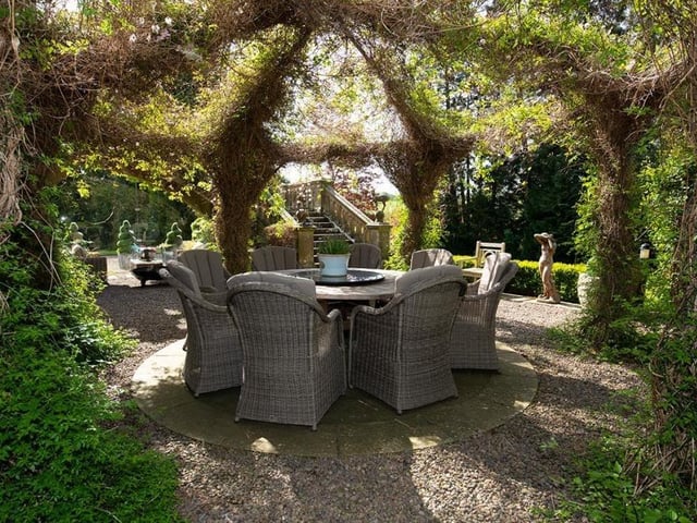 Pagoda and seating area.