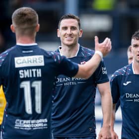 Ex-Hibs player Paul Hanlon (centre) celebrates making it 1-0 during a pre-season friendly match between Raith Rovers and Inverness Caledonian Thistle at Stark's Park (Photo by Paul Devlin / SNS Group)