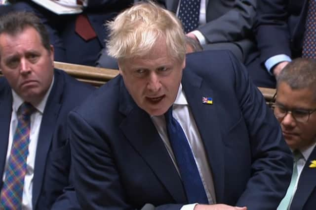 Prime Minister Boris Johnson speaks during Prime Minister's Questions in the House of Commons, London. Picture date: Wednesday April 20, 2022.