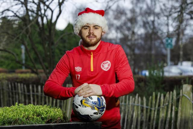 Alan Forrest gets into the Christmas spirit at Hearts' training complex.