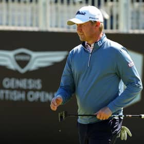 Justin Harding during the first round of the Genesis Scottish Open at The Renaissance Club in East Lothian. Kevin C. Cox/Getty Images.