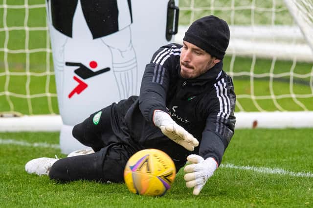 Vasilis Barkas during a Celtic training session at Lennoxtown back in October.