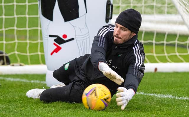 Vasilis Barkas during a Celtic training session at Lennoxtown back in October.