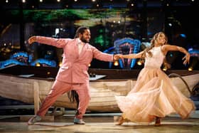 Hamza Yassin and Jowita Przystal in rehearsals for the first show of Strictly Come Dancing 2022. Tonight, the couple will dance in the show's final with his home village of Kilchoan on the Ardnamurchan Peninsula gathering to support their friend and neighbour.  PIC:Guy Levy/BBC/PA Wire.