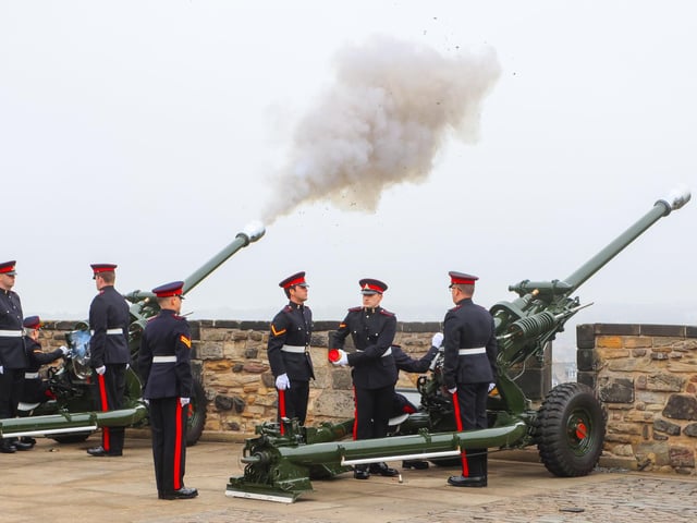 Coronation Day of King Charles III Royal Gun Salute at Edinburgh Castle