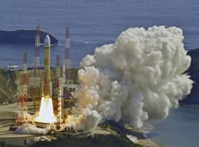 Japan's space agency intentionally destroyed the H3 rocket moments into its launch Tuesday after the ignition for the second stage of the country's first new rocket series in more than two decades failed. (Kyodo News via AP)