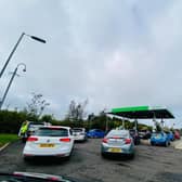 Motorists queue for fuel in Armadale, West Lothian, on Friday. PIC: Contributed.