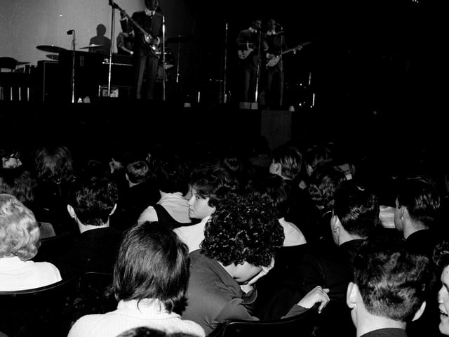 The Beatles performing on stage at the Carlton Cinema Kirkcaldy, 1963