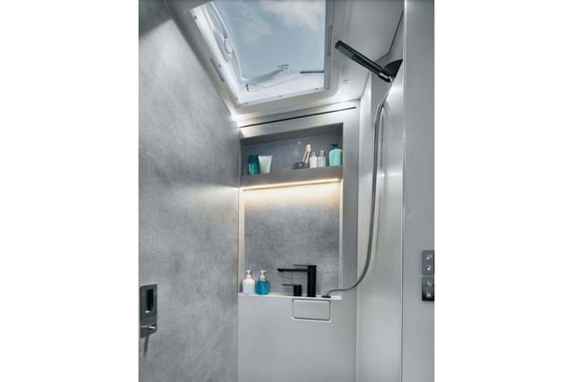 If you're looking to get cleaned up after a day's walking - or campaigning - the iSmove has a full-sized shower. The clever patented sliding design means that when you don't need it, it simply disappears into the wall.