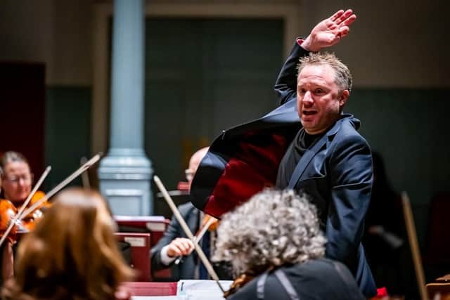 Colin Currie conducts the SCO at the Queen's Hall PIC: Andy Catlin