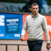 Dundee United manager Jack Ross trudges down the Tannadice touchline after the 9-0 defeat to Celtic. (Photo by Paul Devlin / SNS Group)